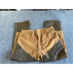 Carhartt Mens Double Front Dungaree WU146 Work Pants 42x30 Brown & Tan